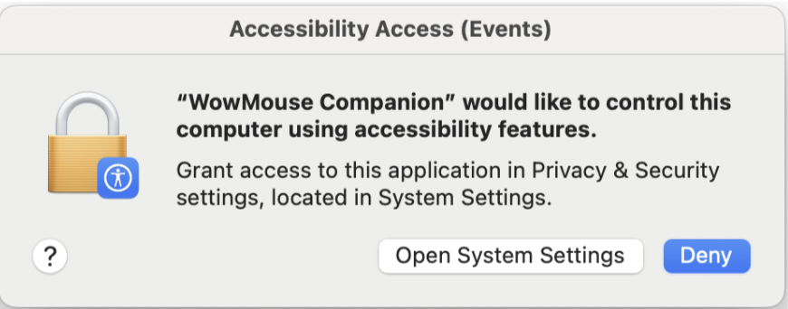 Mac accessibility permission dialog